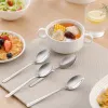 Silver stainless steel spoon, simple household table spoon and kitchenware set details Picture